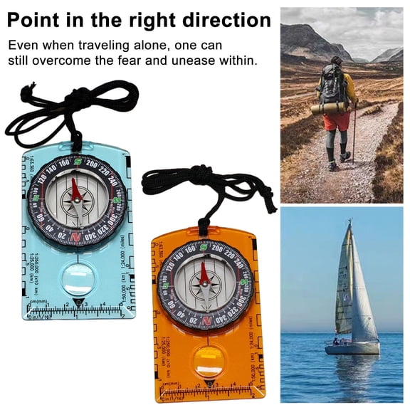 awjaisca Outdoor Compass with Magnifier Ruler Scale Multifunctional Camping Hiking Backpacking Survival Orienteering Compass Navigation Tool