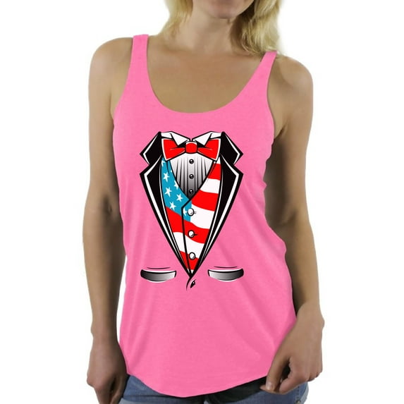 awkward styles women's tuxedo american flag graphic racerback tank tops usa patriotic