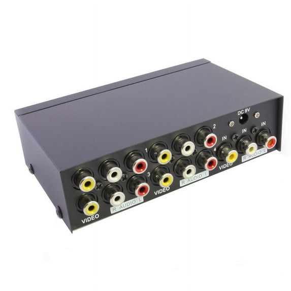 axGear 4 Port RCA Video Audio AV 1 In 4 Out TV Splitter Box 1 to 4 Screen