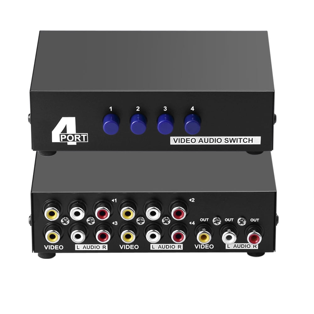 axGear 4 Port RCA Audio Video AV Switch Box, Composite Selector for TV