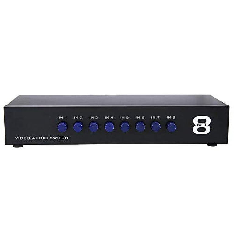 Ax Gear AV Composite Switch, 8 Port, 8 Input 1 Output, RCA Audio