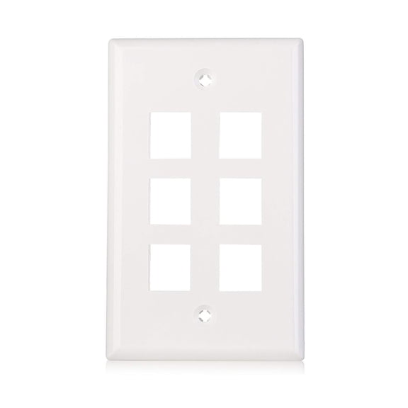 axGear Ethernet Network Cat6 Cat5e Wall Plate 6 Port RJ45 Connector Socket