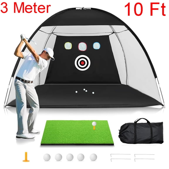 axGear Golf Practice Hitting Net Ball Turf Tee Set for Indoor Backyard Portable 3M 10Ft