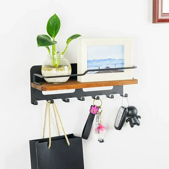 axGear Key Holder Wall Key Rack 7 Hook Mail Organizer Stand Shelf Coat Hanger