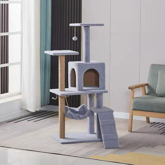 axGear Multi-Level Cat Tower With Hammock Cats Tree Scratching Posts and Interactive Toy