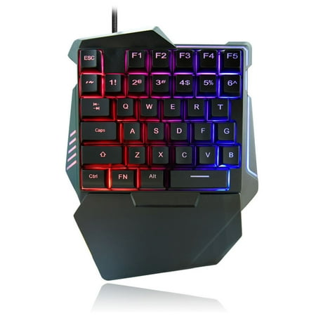 axGear One-hand Gaming Keyboard Wired USB 35 Keys with RGB Rainbow Backlit Single Hand E-sport Multimedia Mini Keypad