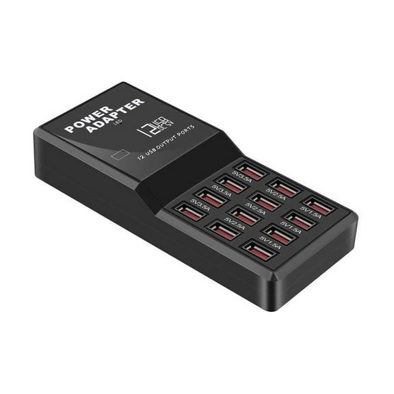 axGear USB AC Charger Wall Power Adapter 5V 12A Fast Charging Travel Home 12 Port