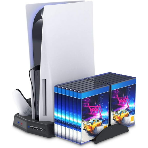 axGear Vertical Stand for Playstation 5 with Cooling Fan Charging Dual Controllers Slot