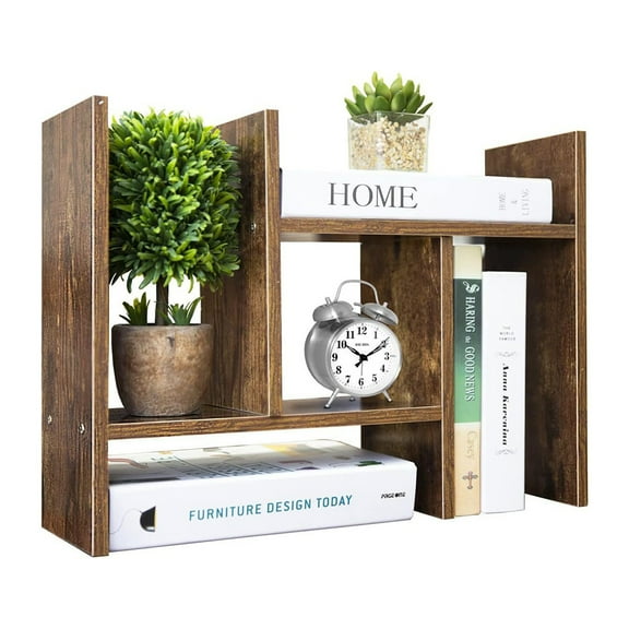 axGear Wood Desk Shelf Organizer Office Home Adjustable Bookcase Table Top
