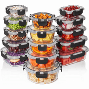 Razab 15 PC Glass Food Storage Containers with Lids, Leakproof Reusable Meal Prep Containers for Lunch and Leftovers