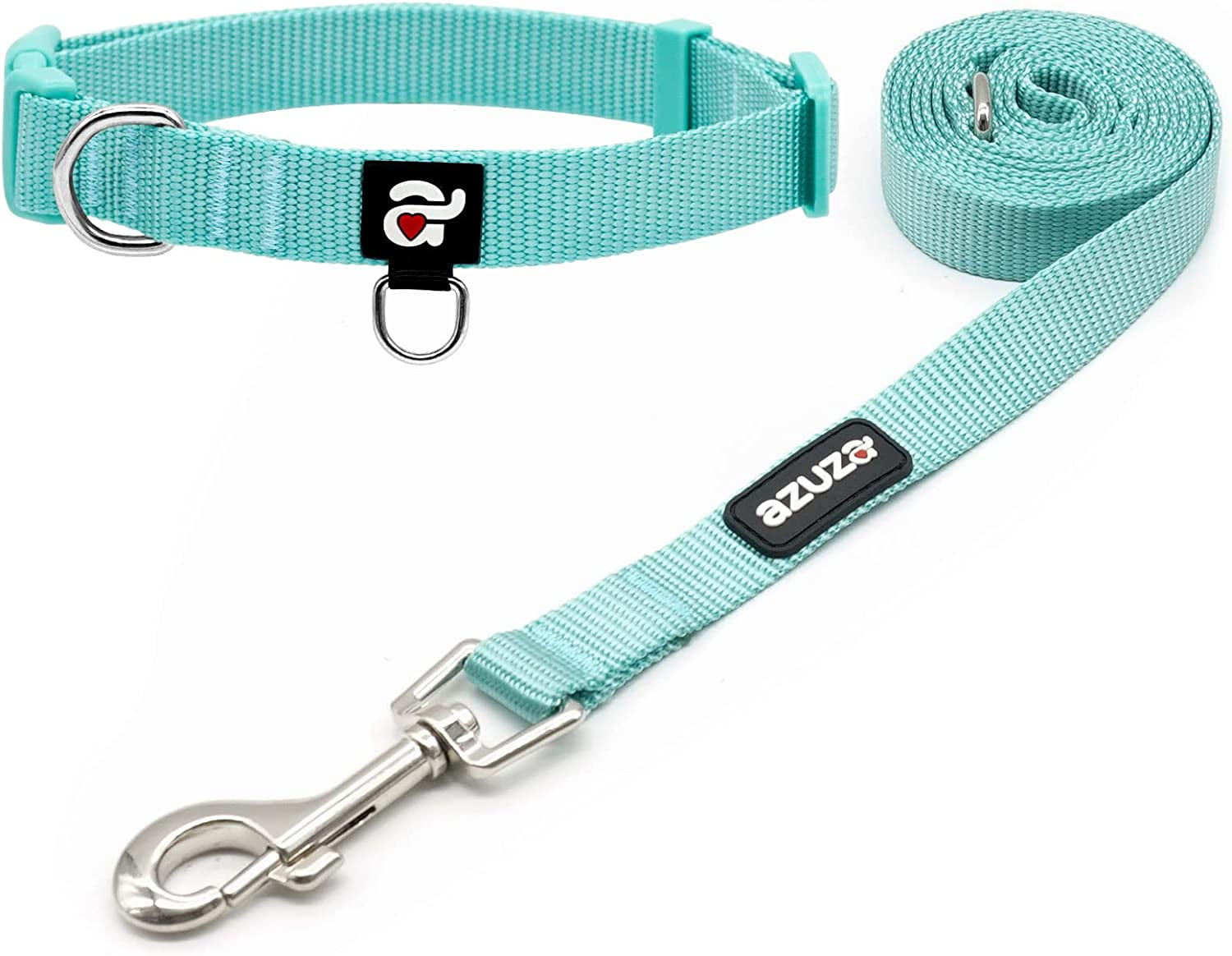 azuza Dog Collar and Leash Set Nylon Collar Leash for Small Medium and Large Dogs