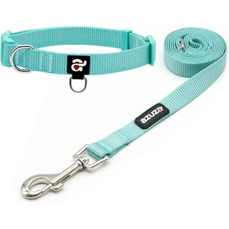 azuza Dog Collar and Leash Set Nylon Collar Leash for Small Medium and Large Dogs