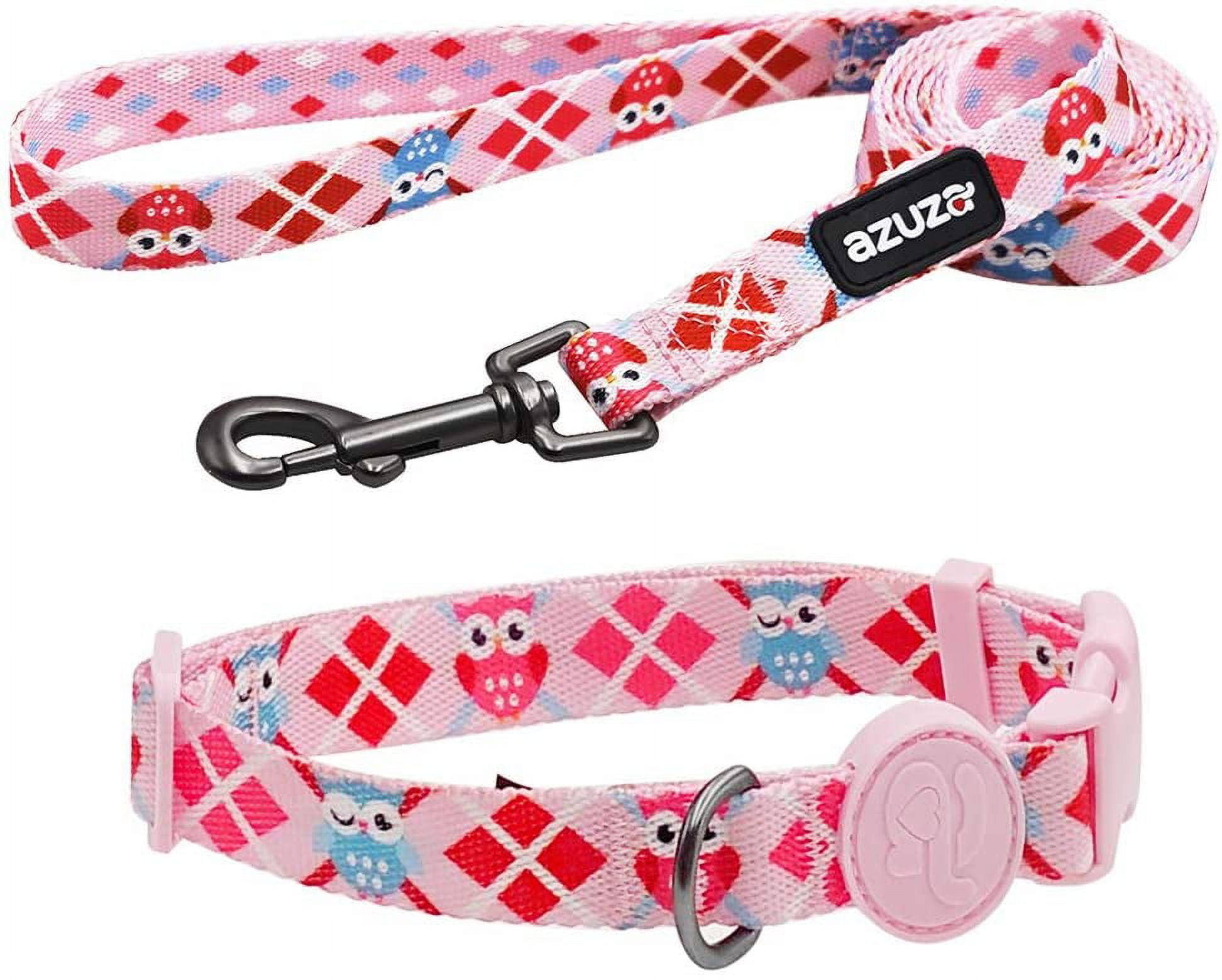 azuza Dog Collar and Leash Set Nylon Collar Leash for Small Medium and Large Dogs