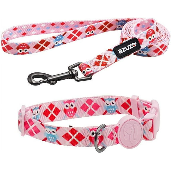 azuza Dog Collar and Leash Set Nylon Collar Leash for Small Medium and Large Dogs