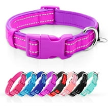 azuza Reflective Dog Collar Super Soft Neoprene Padded Dog Collars with ID Tag Ring for Small Medium Large Dogs