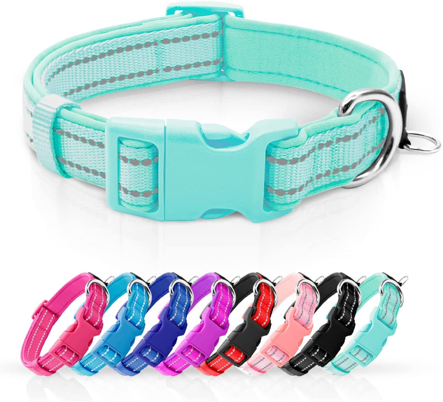 azuza Reflective Dog Collar Super Soft Neoprene Padded Dog Collars with ...