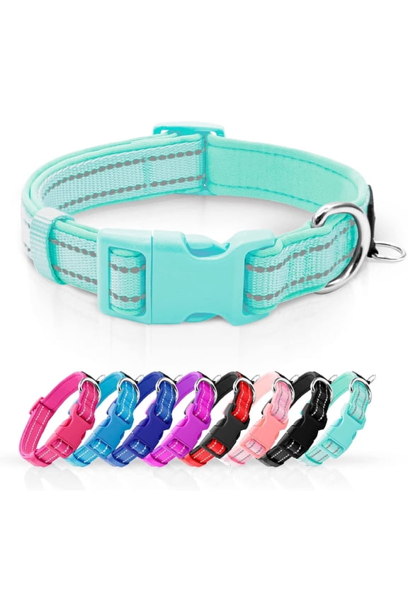 Reflective Dog Collar Super Soft Neoprene Padded Dog Collars with ID Tag Ring for Small Medium Large Dogs