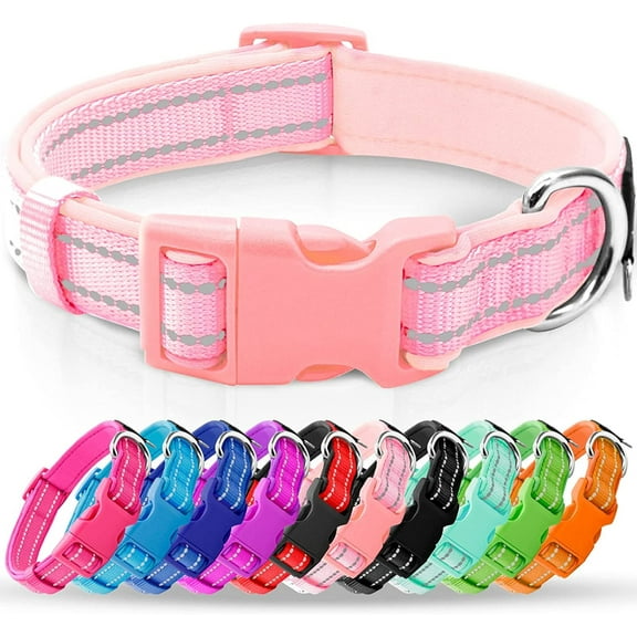 azuza Reflective Dog Collar Super Soft Neoprene Padded Dog Collars with ID Tag Ring for Small Medium Large Dogs