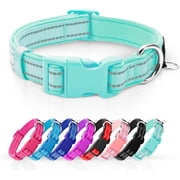 azuza Reflective Dog Collar Super Soft Neoprene Padded Dog Collars with ID Tag Ring for Small Medium Large Dogs