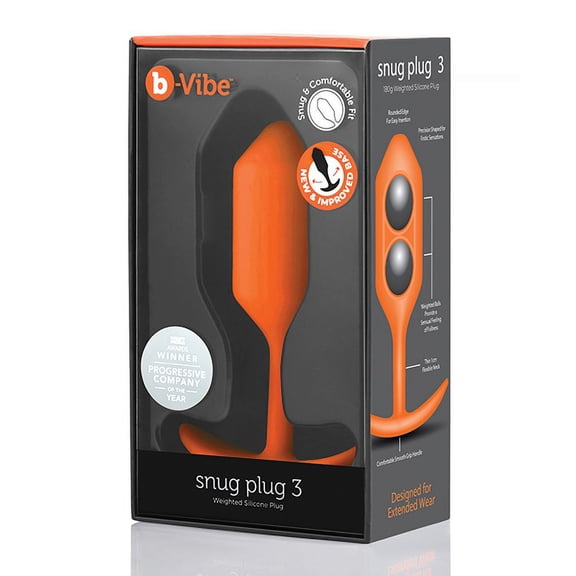 b-Vibe Snug Plug 3 Weighted Silicone Anal Plug Orange