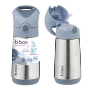 b.box Insulated 12 oz Blue Solid Print Chill Out Stainless Steel Water Bottle with Free Flow Silicone Straw
