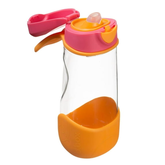 b.box 15 oz Sport Spout Kids Water Bottle for School, Sports, Travel, Daycare. Leakproof, Spill Proof, Dishwasher Safe. Easy Grip Triangle Shape, Durable Tritan Material. BPA Free. Strawberry Shake