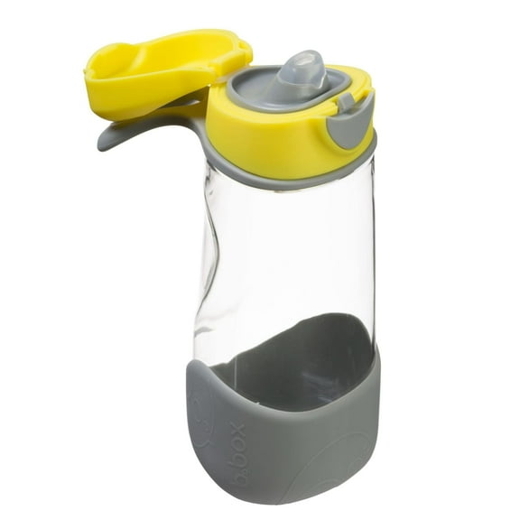 b.box 15 oz Sport Spout Kids Water Bottle for School, Sports, Travel, Daycare. Leakproof, Spill Proof, Dishwasher Safe. Easy Grip Triangle Shape, Durable Tritan Material. BPA Free. Lemon Sherbert
