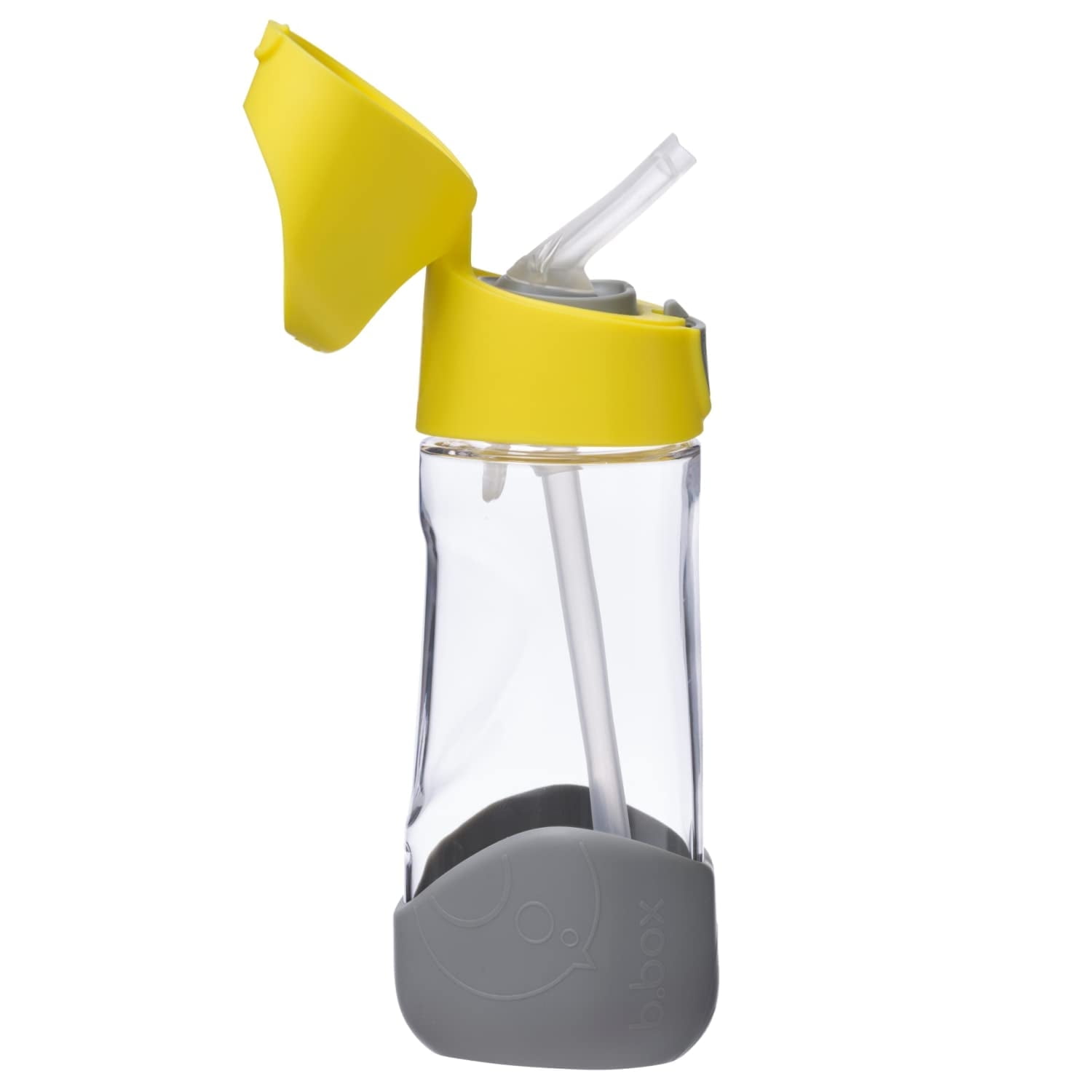 b.box 15 oz Tritan Drink Bottle: Kids Water Bottle w/ Straw & Lid for School, Travel, Daycare. Spill & Leak Proof. Easy Grip Triangle Shape. BPA Free, Dishwasher Safe. Lemon Sherbert