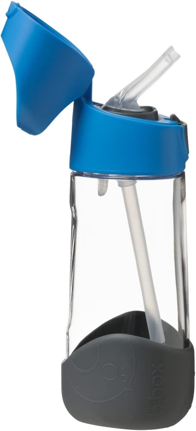 b.box 15 oz Tritan Drink Bottle: Kids Water Bottle w/ Straw & Lid for School, Travel, Daycare. Spill & Leak Proof. Easy Grip Triangle Shape. BPA Free, Dishwasher Safe.