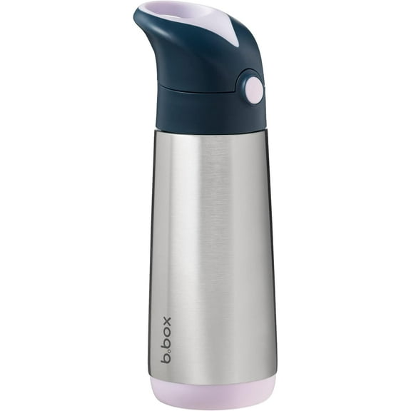 b.box 16.9 oz Insulated Water Bottle - Keeps Drinks Cold 15 Hours, Warm 8 Hours, Triple Wall Stainless Steel Kids Water Bottle w/ Free Flow Silicone Straw, Leakproof & Dishwasher Safe