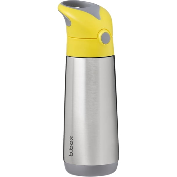 b.box 16.9 oz Insulated Water Bottle - Keeps Drinks Cold 15 Hours, Warm 8 Hours, Triple Wall Stainless Steel Kids Water Bottle w/ Free Flow Silicone Straw, Leakproof & Dishwasher Safe