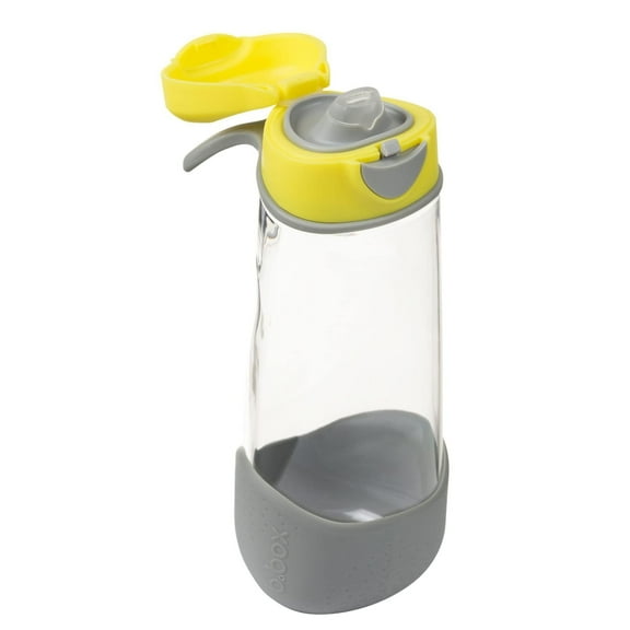 b.box 20 oz Sport Spout Kids Water Bottle for School, Sports, Travel, Daycare. Leakproof, Spill Proof, Dishwasher Safe. Easy Grip Triangle Shape, Durable Tritan Material. BPA Free. Lemon Sherbert