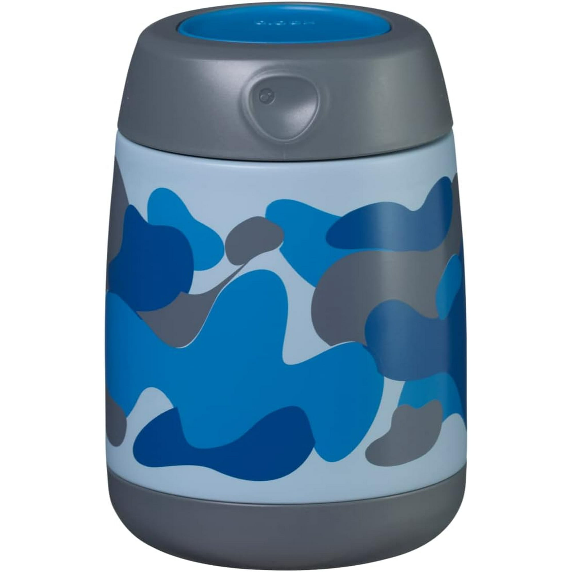 b.box Insulated Food Jar Mini | Small Snack Container for Babies and Kids | Double Wall Stainless Steel | Keeps Food Cold for 6hrs, Warm for 4hrs | (Blue Camouflage, 7 oz)