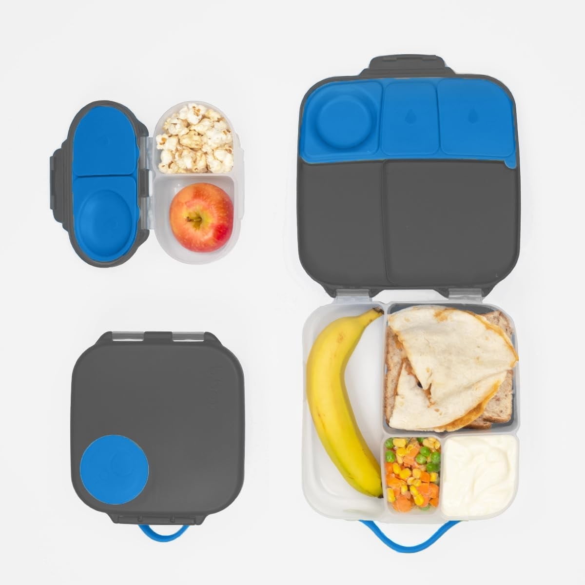 b.box Kids Lunch & Snack Containers. 3-Pack Set Includes Matching Oversized Bento Lunch Box, Mini Meal Boxes for Kids and Toddlers. School Supplies (Blue Slate)