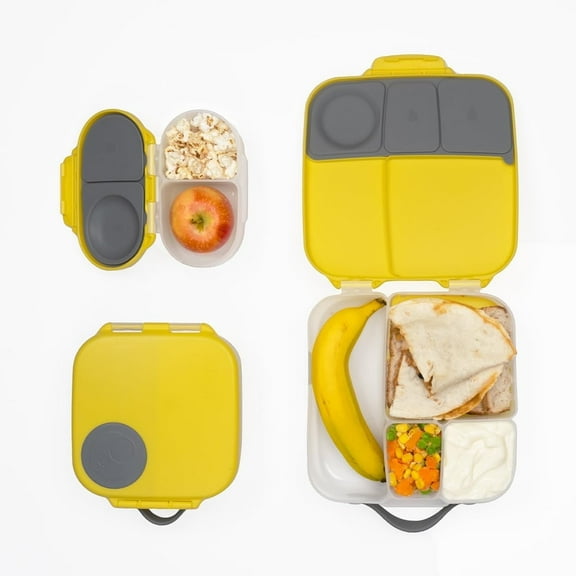 b.box Kids Lunch & Snack Containers. 3-Pack Set Includes Matching Oversized Bento Lunch Box, Mini Meal Boxes for Kids and Toddlers (Lemon Sherbet)