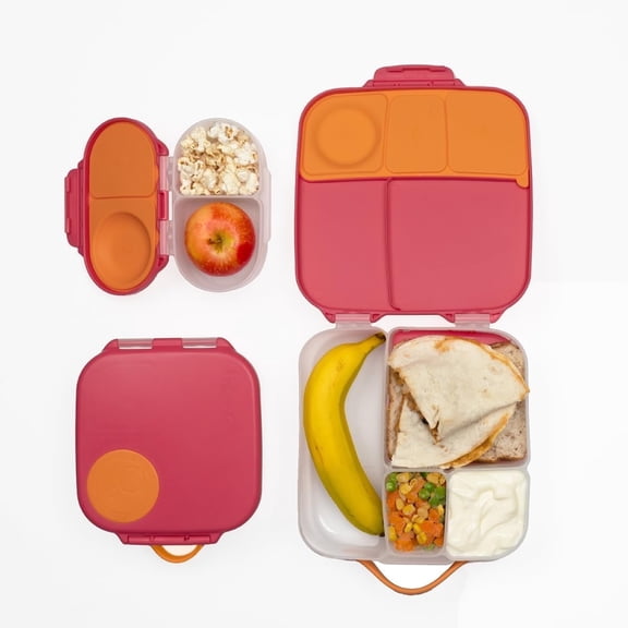 b.box Kids Lunch & Snack Containers, 3-Pack Set, Leakproof - Strawberry Shake