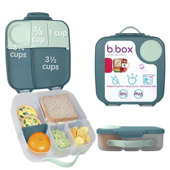 b.box Large Lunch Box for Kids, Bento Box with Ice Pack, Leakproof - Emerald Forest