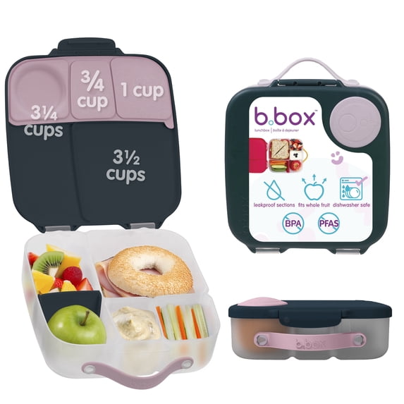 b.box Large Lunch Box for Kids, Bento Box with Ice Pack, Leakproof - Indigo Rose