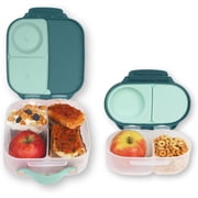b.box Mini Lunch Bento Box + Snack Box for Kids 2-Pack, Leakproof - Emerald Forest