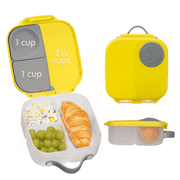 b.box Mini Lunch Box, 3-Compartment Bento Box for Kids, Leakproof - Lemon Sherbet