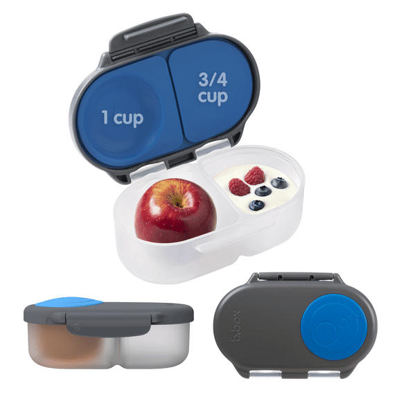 b.box Mini Lunch Box for Kids: Bento Box, Lunch Snack Container Ages 3+, BPA Free (Blue Slate, 4¼ Cup Capacity)
