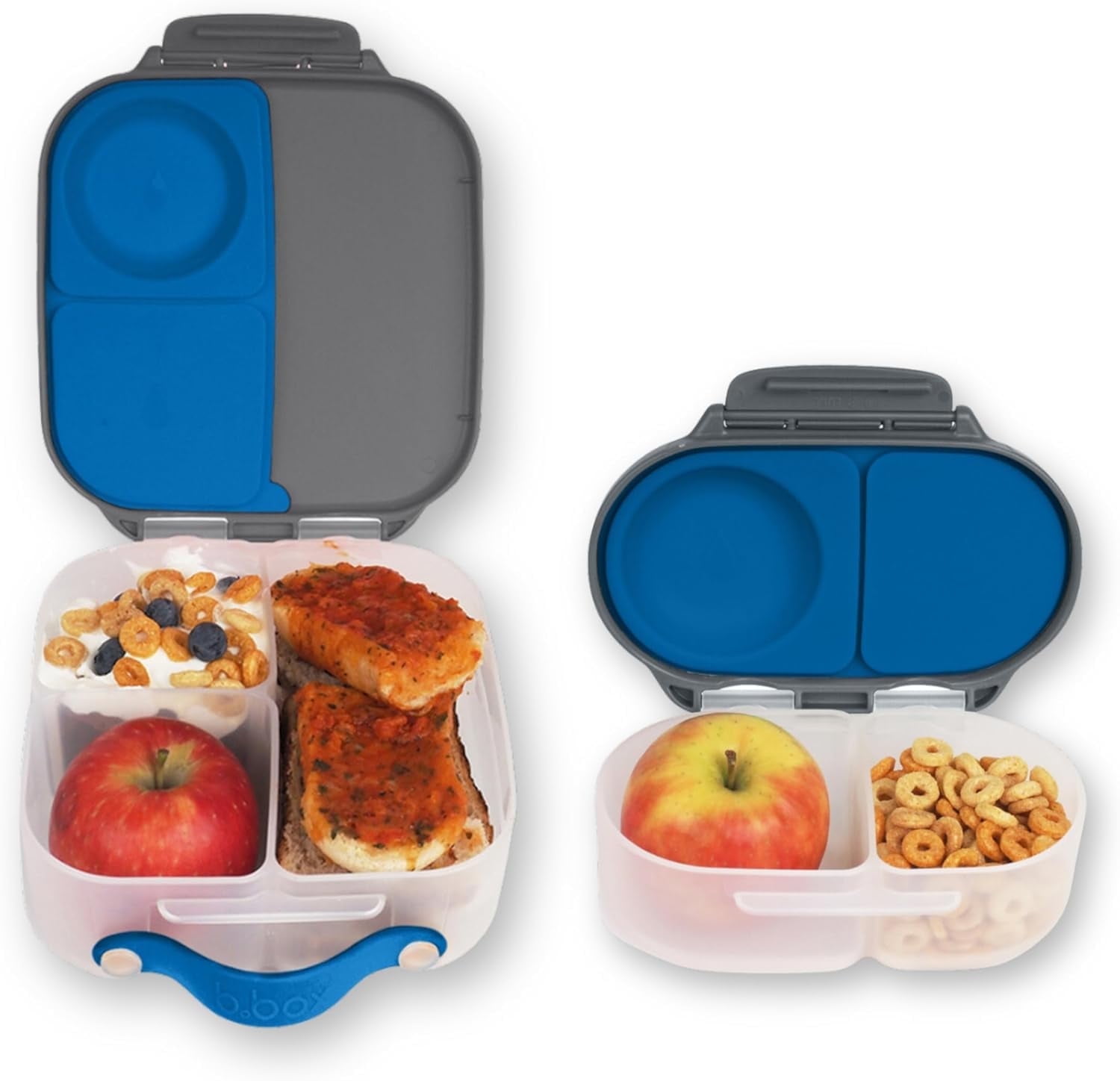 b.box Mini Lunch + Snack Containers (Blue Slate): 2-Pack Set Includes Lunch Box (4 1/4 Cup Capacity) & Snack Box (1 3/4 Cup Capacity). Easy Open Bento Containers, School Supplies
