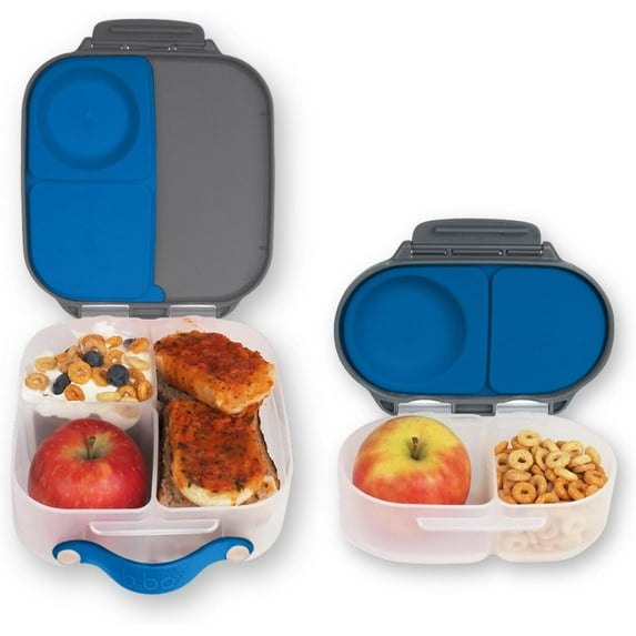 b.box Mini Lunch + Snack Containers (Blue Slate): 2-Pack Set Includes Lunch Box (4 1/4 Cup Capacity) & Snack Box (1 3/4 Cup Capacity). Easy Open Bento Containers, School Supplies
