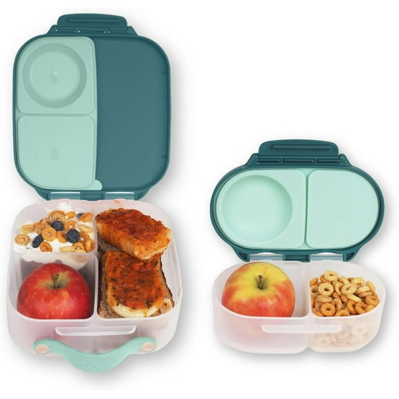 b.box Mini Lunch + Snack Containers (Emerald Forest): 2-Pack Set Includes Lunch Box (4 1/4 Cup Capacity) & Snack Box (1 3/4 Cup Capacity). Easy Open Bento Containers, School Supplies