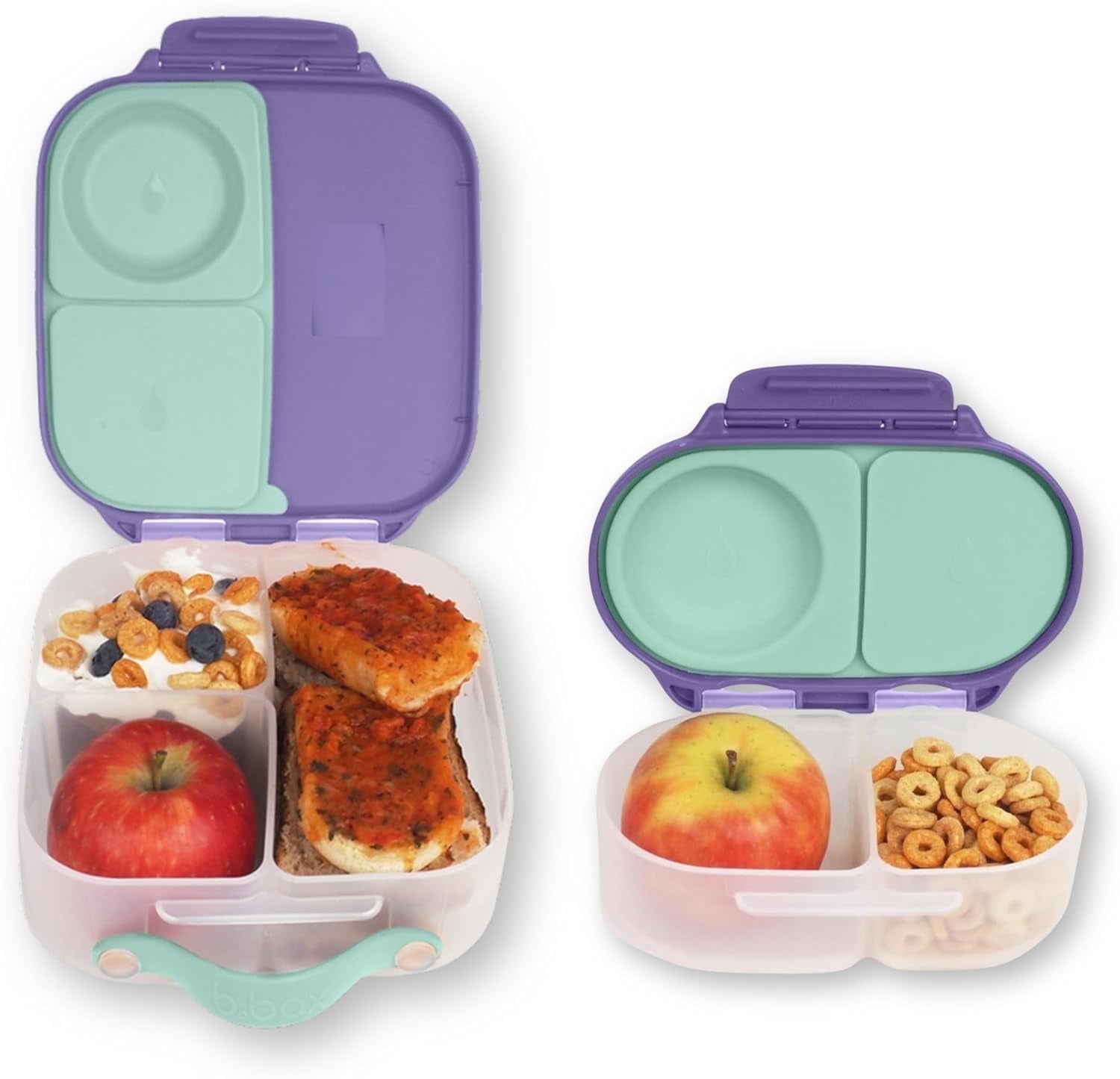 b.box Mini Lunch + Snack Containers (Lilac Pop): 2-Pack Set Includes Lunch Box (4 1/4 Cup Capacity) & Snack Box (1 3/4 Cup Capacity). Easy Open Bento Containers, School Supplies