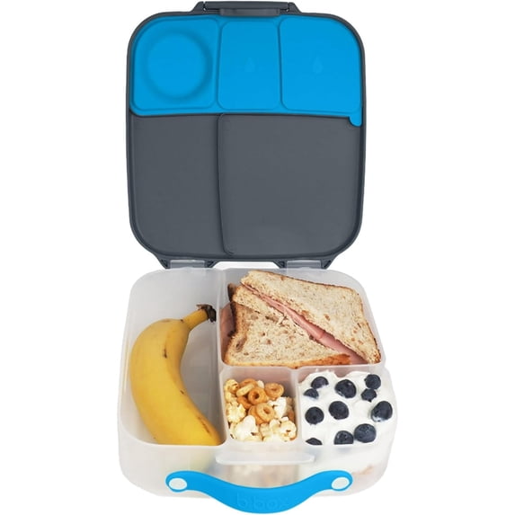 b.box Lunch Box for Big Eaters All Ages - 8.5 Cup Leak Proof Bento Box with 4 Compartments, School Lunch Container with Ice Pack, Dishwasher Safe, BPA-Free - Passion Splash
