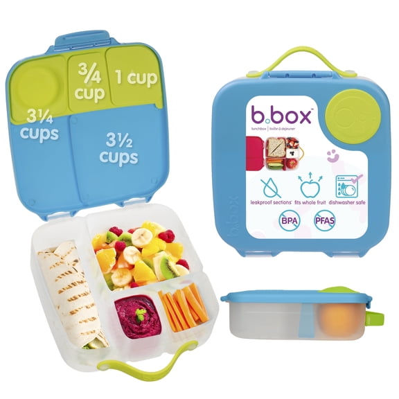 b.box Large Lunch Box for Kids, Bento Box with Ice Pack, Leakproof - Ocean Breeze