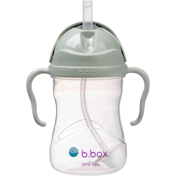 b.box Sippy Cup with Weighted Straw for Toddlers, Leakproof, 8oz - Sage