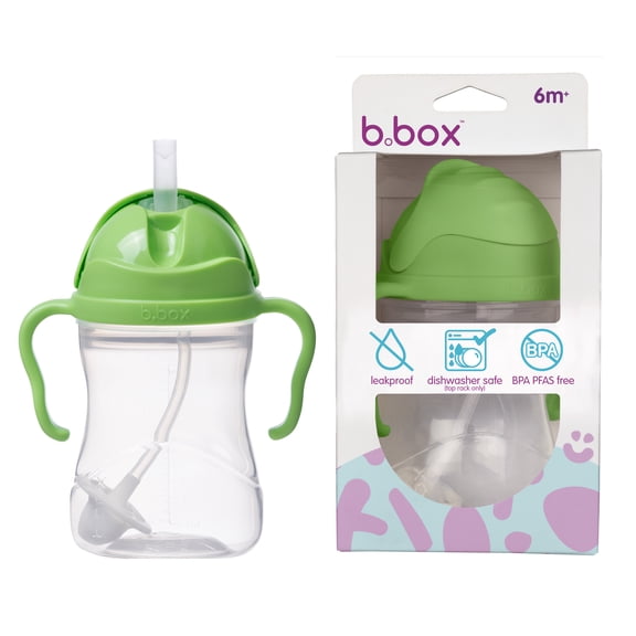 b.box Sippy Cups for Toddlers, Leakproof Weighed Straw Cup for 6+ month, Toddler Water Bottle with Handles, BPA Free, Dishwasher Safe, 8 oz - Apple