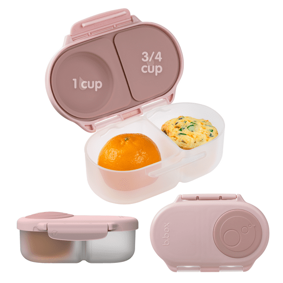 b.box Snack Box for Kids & Toddlers: 2 Compartment Snack Containers, Mini Bento Box BPA free (Blush Crush, 12oz)